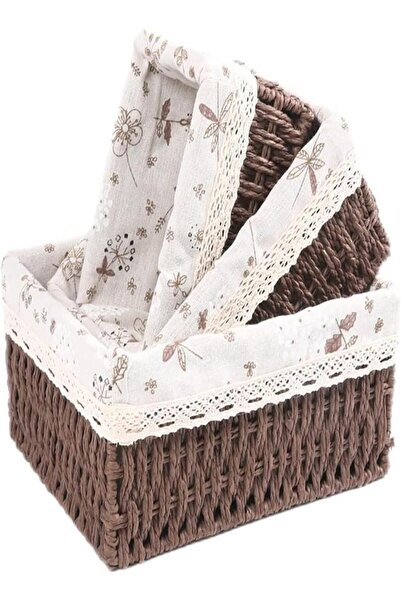 Arabest 3-Piece Storage Basket Set, Decorative Woven Paper Rope Storage Baske...