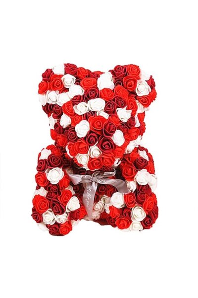 OEM Ursuleț de pluș din săpun, trandafiri roșii și albe, 25 cm