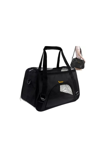 Purlov 20940 Τσάντα μεταφοράς σκύλου/γάτας, μαύρη, 30 x 25 x 50 εκ.