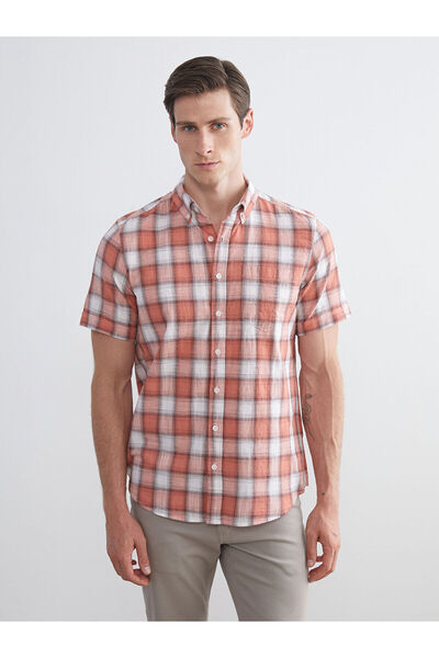 LC Waikiki Ozmarka New Season Regular Fit Short Sleeve Plaid Poplin Men's Shirt