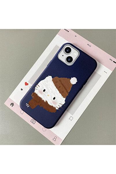 ARTISHELL iPhone 13/14 Uyumlu Atkılı Kedi modası, deri dokulu telefon kılıfı.