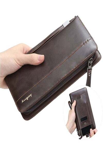 baellerry Zipper and Hasp Men's Wallet Brown