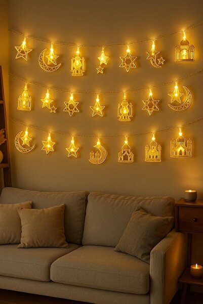 HOME ICON Ramadan Decoration Lights, 20 LEDs Moon & Star String Lights