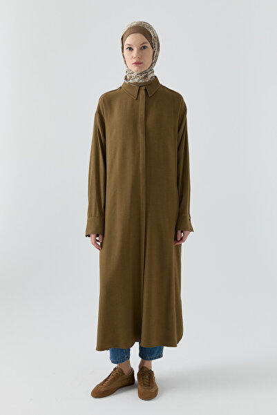 Tuğba Arkası Bağcık Detaylı Tunik - Olive