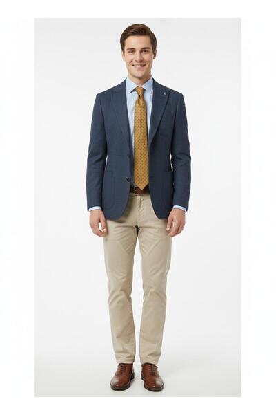 Presto Erkek 6 Drop Slim Fit Lacivert Örme Ceket – Modern Kesim, Konforlu Kul...