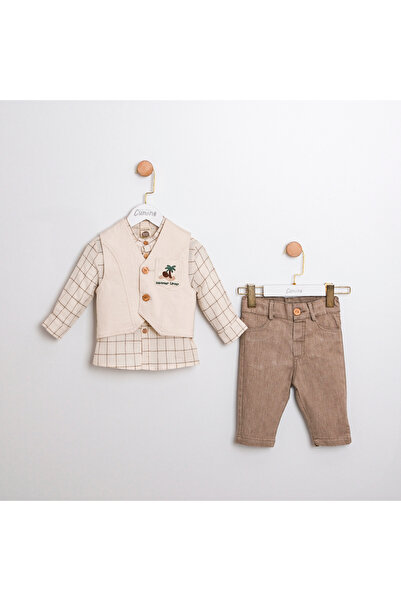 Cumino 3-Piece Baby Boy Suit with Ecru Vest