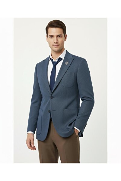 Presto Erkek 6 Drop Slim Fit Mavi Örme Ceket – Modern Kesim, Konforlu Kullanı...
