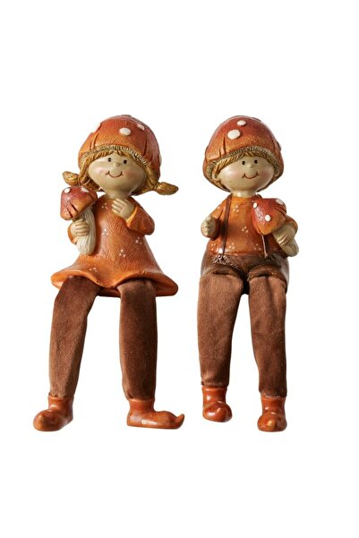 DecoDepot Figurină copil ciupercă, așezat, 17 cm