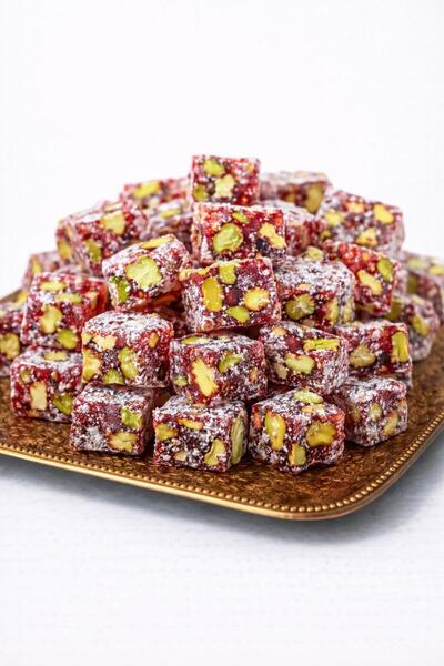 ARTUKBEY Double Roasted Pomegranate and Pistachio Turkish Delight 250 Gr
