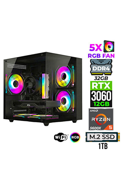 XASER Mage x70 Ryzen 5 5600x 32GB Ram 1TB M.2 NVMe SSD 12GB RTX3060 Oyuncu Ta...
