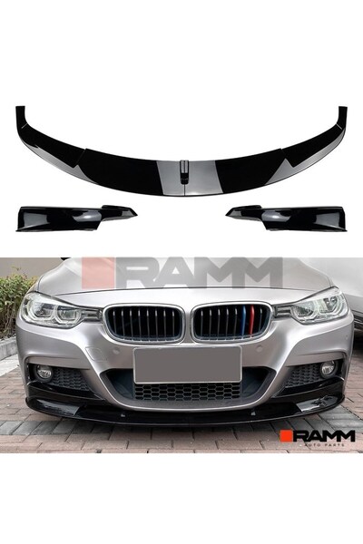 RAMM BMW F30 F31 Ön Tampon Lipi + Flap Seti - Parlak Siyah