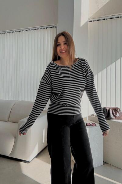 ELVAN TOLON Striped boat neck knitwear