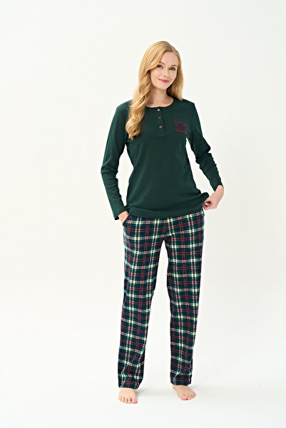 Owersleep Set de pijamale interlock pentru femei, cu decolteu tip crewneck | ...