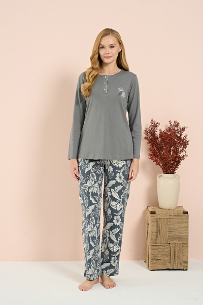 Owersleep Women's Interlock Young Patterned Pajama Set with Front Placket |  ...