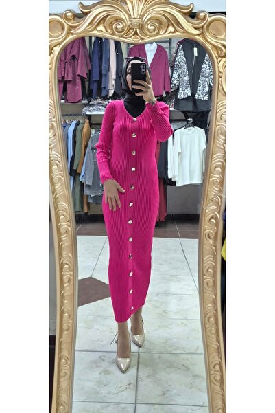 Mintaş Önden düğmeli triko elbise