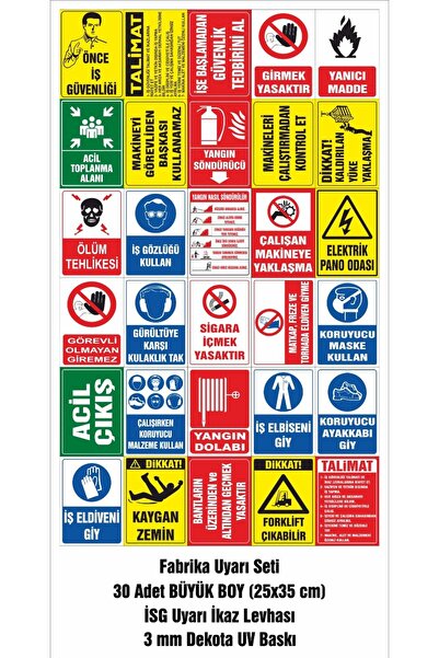 Medya UV Fabrika Uyarı Seti 30'lu 25x35 3mm Dekota U.V Baskı