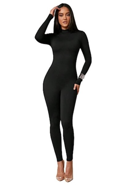 StreetWear Outlet Women's Full Body Jumpsuit, Slim-Fit Cut, Black, XS