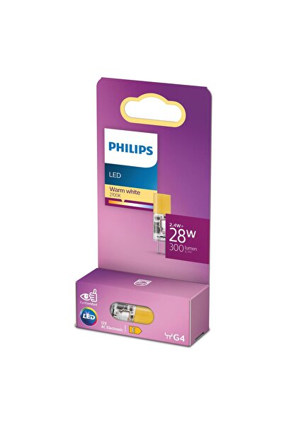 Philips LED Kapsül 2.4W 300 Lumen 2700K Sarı Işık G4 Duy (28W Eşleniği)