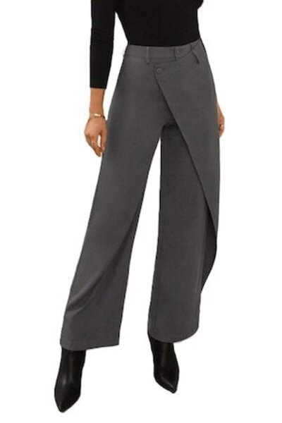 StreetWear Outlet Women's Straight Pants with Wide Cut and Irregular Patchwor...