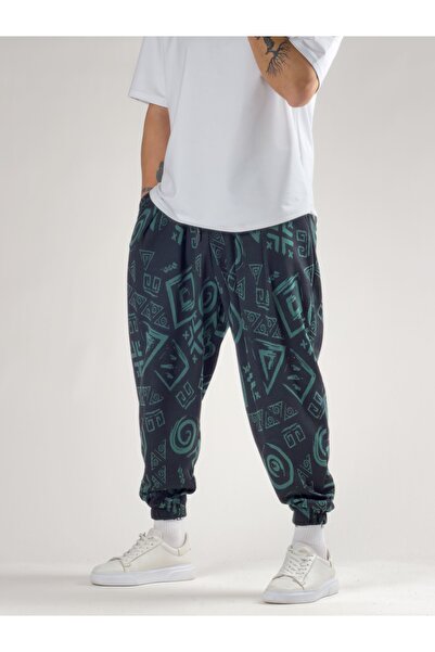 COCOPELLI Spiral Patterned Green Men's Jogger Pants Coc2791