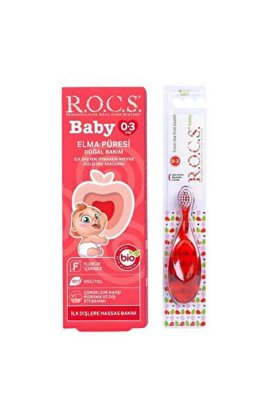 R.O.C.S. R.O.C.S Baby 0-3 Yaş Elma Püresi Tadında Diş Macunu 45g ve Diş Fırça...