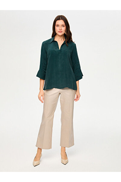 Faik Sönmez Yarım Patlı 3/4 Kol Cupro Bluz S26BLZ021