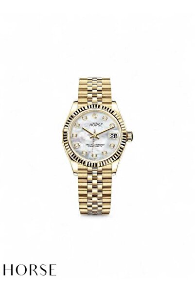 Generic High-quality, waterproof women's watch - Gold bracelet and Pearly dial