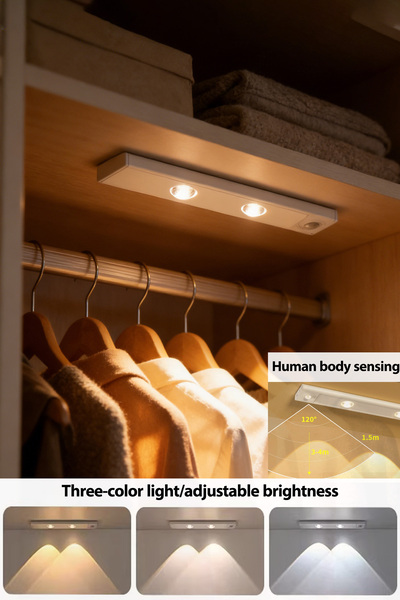 DIDA مصباح LED للخزائن بطول 20 سم، مزود بمستشعر حركة، وشحن USB، وإضاءة ثلاثية...