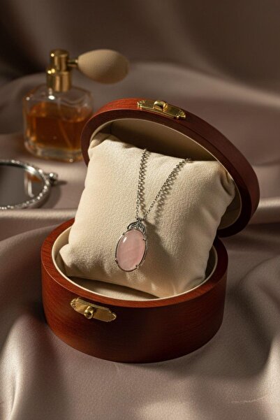 Dünya Doğal Taş Pink Quartz Stone Necklace