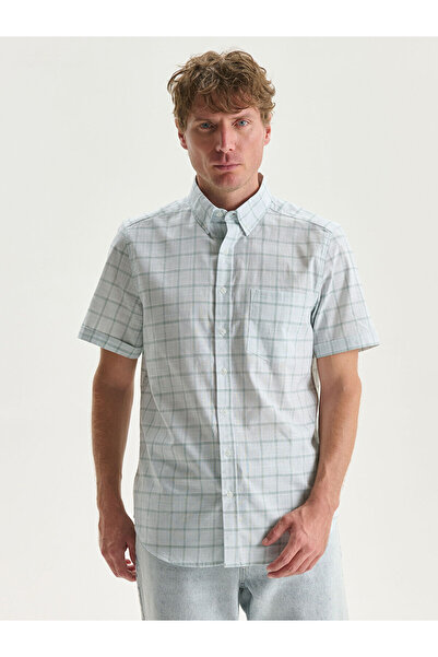 LC Waikiki Ανδρικό κοντομάνικο καρό πουκάμισο με κανονική εφαρμογή