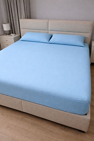 VELLON HOME Battal Boy Microcotton Padded Elastic Bed Sheet Set Blue