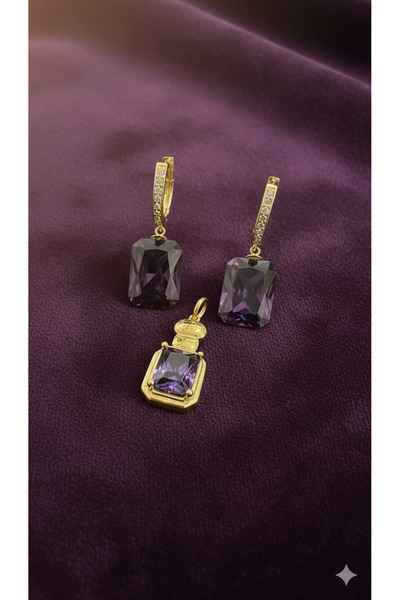 DURAN TAKI TASARIM Ametist Zirkon Gümüş Set