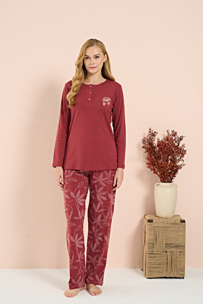 Owersleep Women's Interlock Young Patterned Pajama Set with Front Placket |  ...