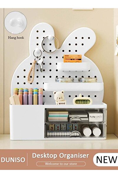 DOMEET Desktop Storage Organizer with Drawers, Hole Board Drawer Storage Box,...