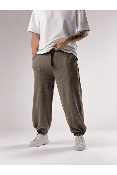 COCOPELLI Fish Scale Patterned Brown Baggy Trousers Coc2783