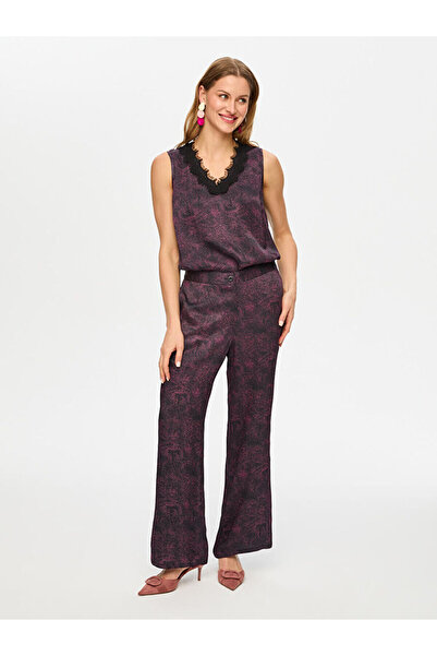 Faik Sönmez Soyut Desen Wıde Leg Fıt Viskon Pantolon S26PNT002