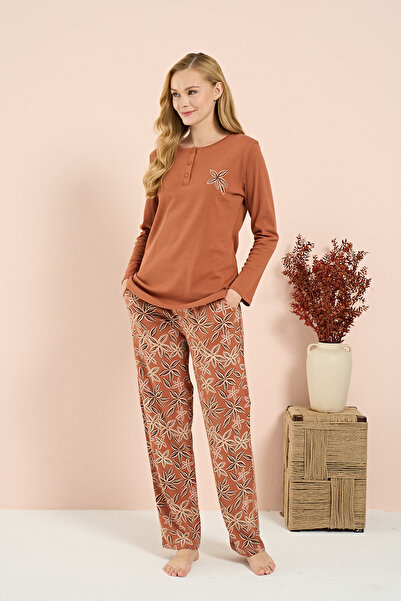 Owersleep Women's Interlock Young Patterned Pajama Set with Front Placket |  ...