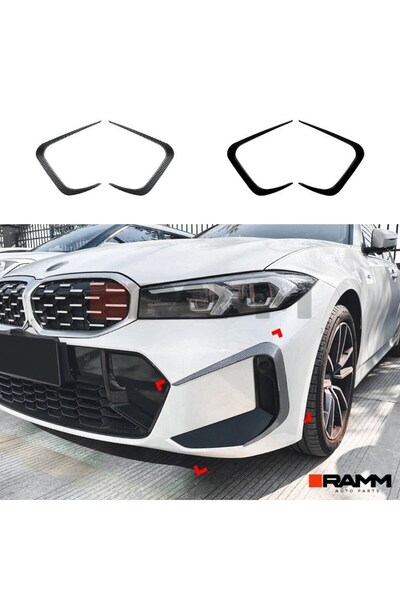 RAMM BMW G20 LCI Ön Tampon Bıçağı Sağ + Sol Parlak Karbon