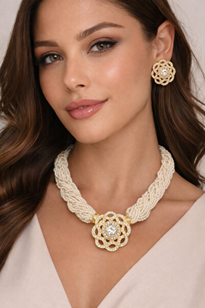 ZEYTUN AKSESUAR Kum boncuk Örgü Kolye, bileklik ve Küpe Seti – طقم عقد وسوار ...