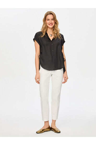 Faik Sönmez Yanı Büzgü Detatlı Kendinden Simli Gömlek S26GML023