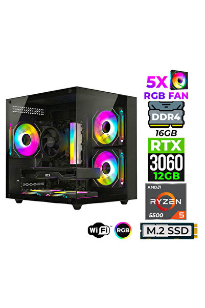 XASER Mage x10 Ryzen 5 5500 16GB Ram 512GB M.2 NVMe SSD 12GB RTX3060 Oyuncu T...