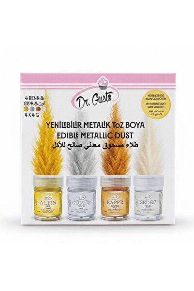 Dr. Gusto 4’lü Metalik Toz Gıda Boyası 4 Gr + Boya Çözücü 40 Gr Set