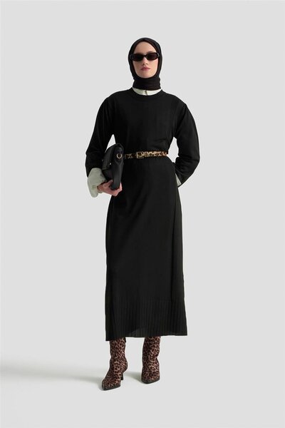 Armine Basic Triko Elbise 25KTD956 Siyah