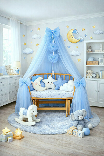 Mutlu Başlangıçlar Hastane Süsleme Cibinlik Beşik Cibinlik Seti Ponponlu Cibi...