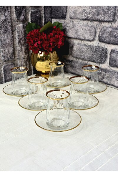 SEÇKİNEV Linka 12 Piece Tea Set Real Gold and Real Silver Tone