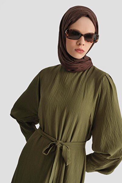 Armine Рокля с балон ръкави 25KD4013 Каки