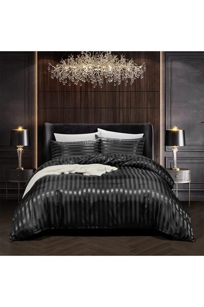 Arabest طقم غطاء لحاف من الساتان، طقم فاخر من 3 قطع لغرفة النوم، مقاس كينج مع...