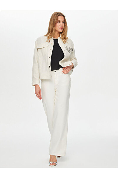 Faik Sönmez Taşlı Broş Detaylı Kendinden Simli Track Ceket S26CKT005