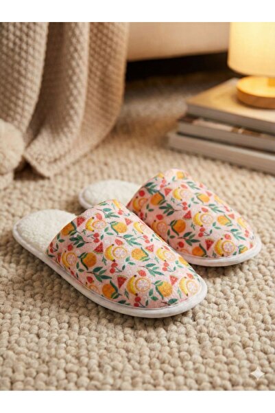 Serena Women's pink slippers with fruit and fluff