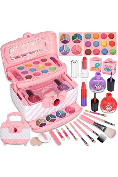 Arabest مجموعة مكياج للأطفال للبنات، 46 قطعة، مجموعة مستحضرات تجميل قابلة للغ...